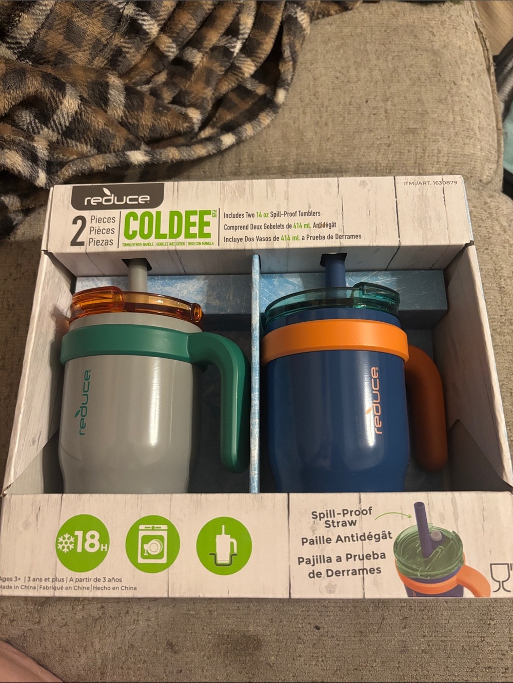 Reduce Coldee 2-Piece Insulated Mug Set in Teal & Navy